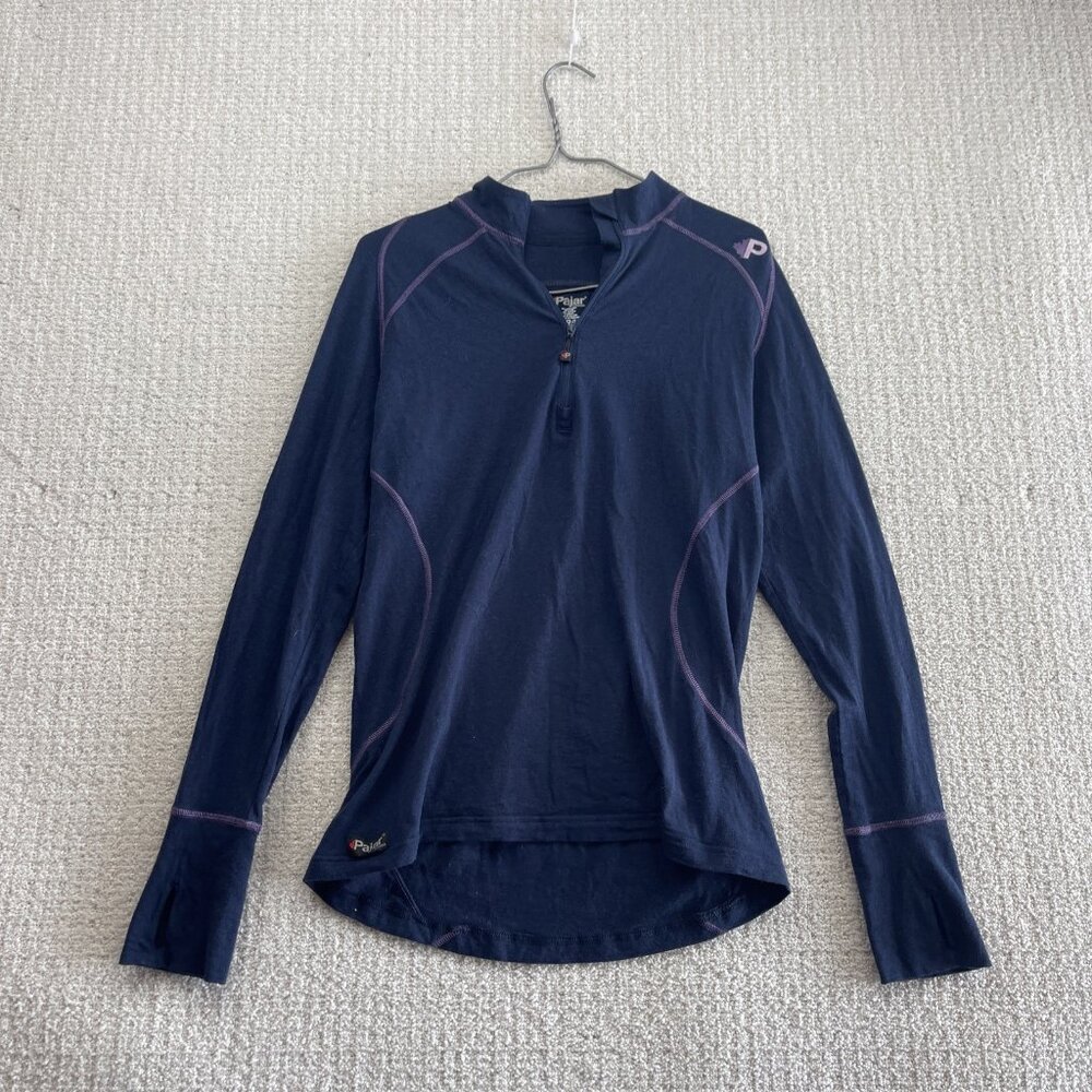 Pajar Canada 1/4 Zip Shirt Base Layer Long Sleeve Wom Sz L Dark Blue / Purple